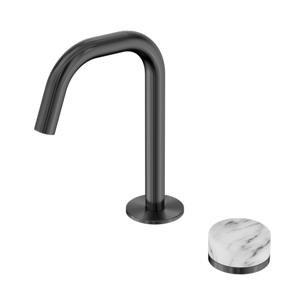 Nero Serenity Progressive Basin Mixer Edge Spout With Arabescato Corchia Handle Gun Metal - 24E046GM