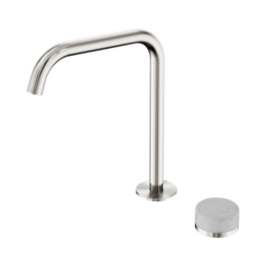Nero Serenity Progressive Bath/Kitchen Mixer Edge Spout With Carrara Handle Brushed Nickel - 24E049BN