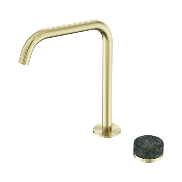 Nero Serenity Progressive Bath/Kitchen Mixer Edge Spout With Verde Alpi Handle Brushed Gold - 24E050BG