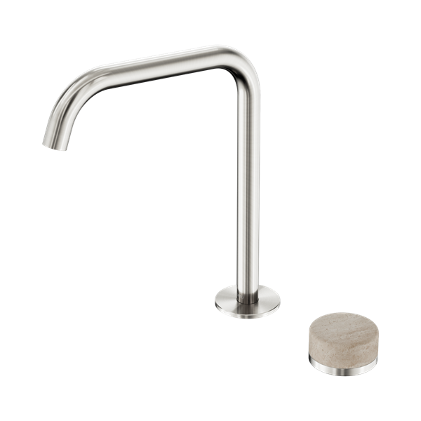 Nero Serenity Progressive Bath/Kitchen Mixer Edge Spout With Rome Travertine Handle Brushed Nickel - 24E051BN