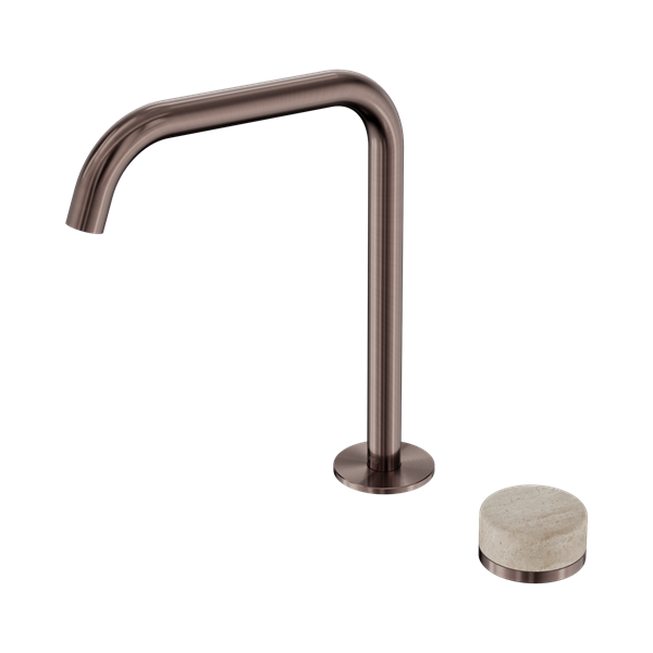 Nero Serenity Progressive Bath/Kitchen Mixer Edge Spout With Rome Travertine Handle Brushed Bronze - 24E051BZ