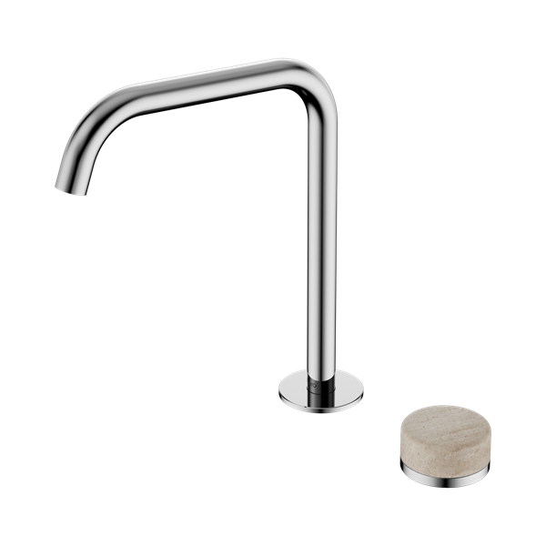Nero Serenity Progressive Bath/Kitchen Mixer Edge Spout With Rome Travertine Handle Chrome - 24E051CH