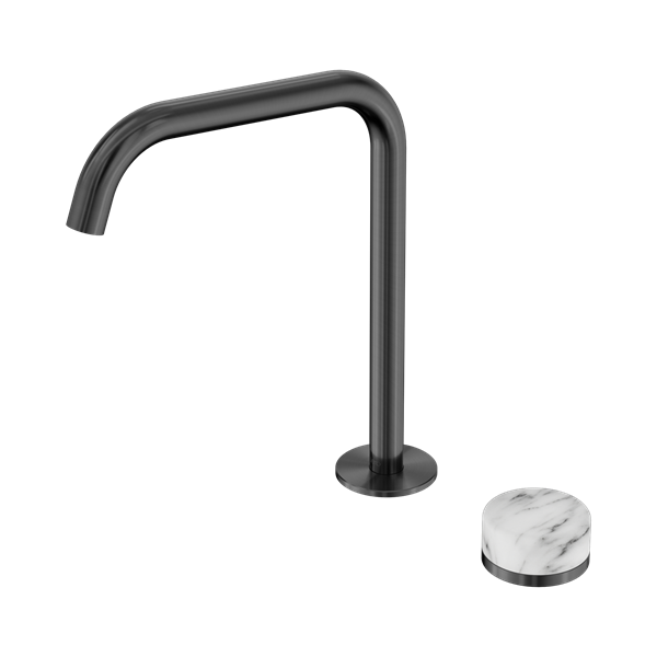 Nero Serenity Progressive Bath/Kitchen Mixer Edge Spout With Arabescato Corchia Handle Gun Metal - 24E052GM