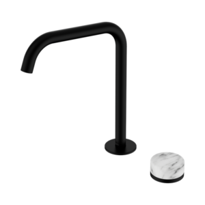 Nero Serenity Progressive Bath/Kitchen Mixer Edge Spout With Arabescato Corchia Handle Matte Black - 24E052MB