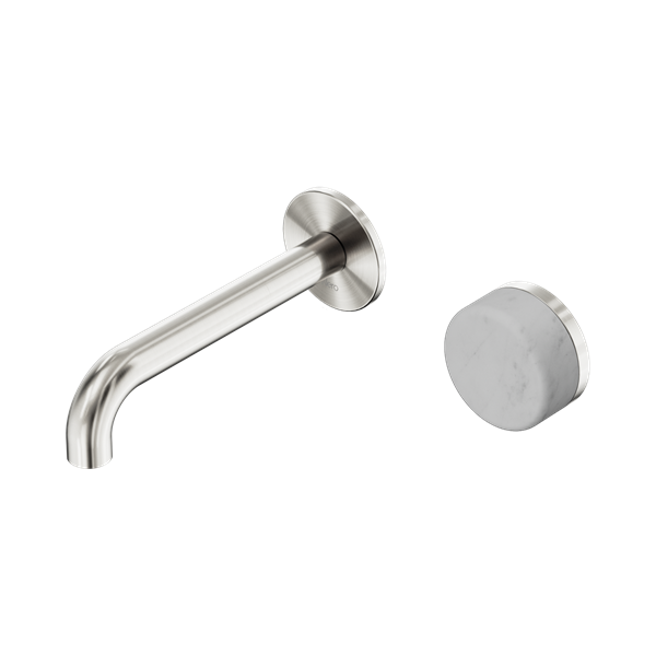 Nero Serenity Progressive Wall Basin Mixer 160mm Spout With Carrara Handle Brushed Nickel - 24E061BN