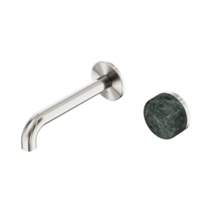 Nero Serenity Progressive Wall Basin Mixer 160mm Spout With Verde Alpi Handle Brushed Nickel - 24E062BN