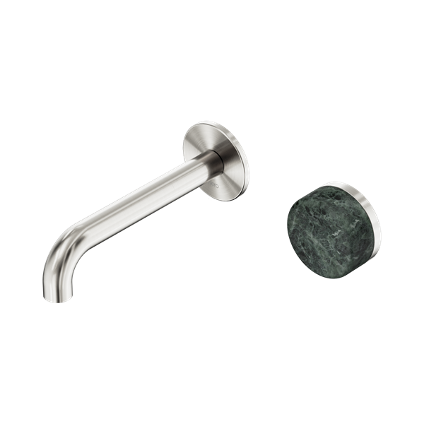 Nero Serenity Progressive Wall Basin Mixer 160mm Spout With Verde Alpi Handle Brushed Nickel - 24E062BN