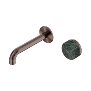Nero Serenity Progressive Wall Basin Mixer 160mm Spout With Verde Alpi Handle Brushed Bronze - 24E062BZ