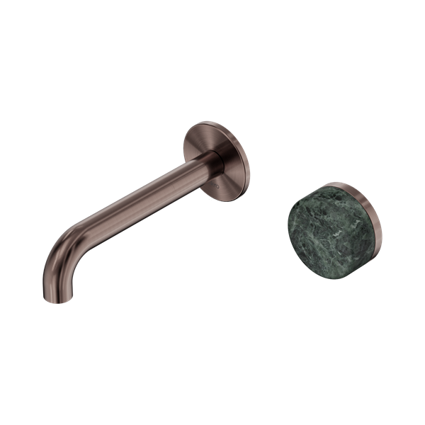 Nero Serenity Progressive Wall Basin Mixer 160mm Spout With Verde Alpi Handle Brushed Bronze - 24E062BZ
