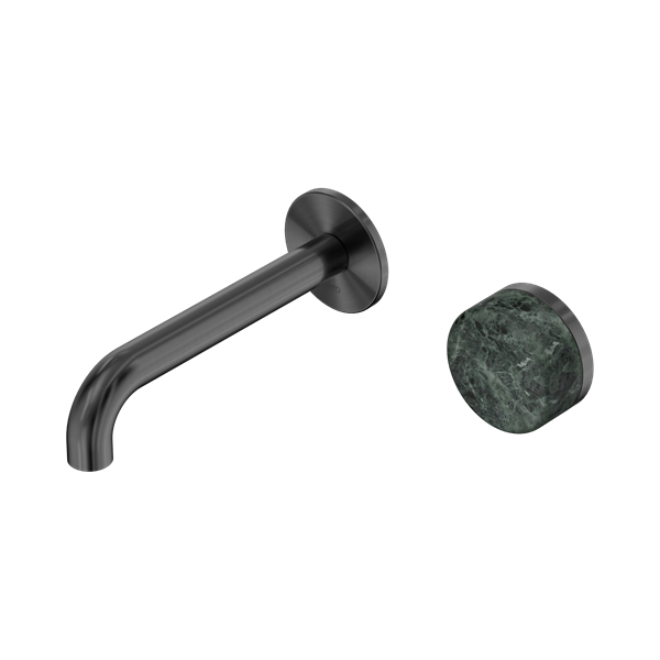 Nero Serenity Progressive Wall Basin Mixer 160mm Spout With Verde Alpi Handle Gun Metal - 24E062GM