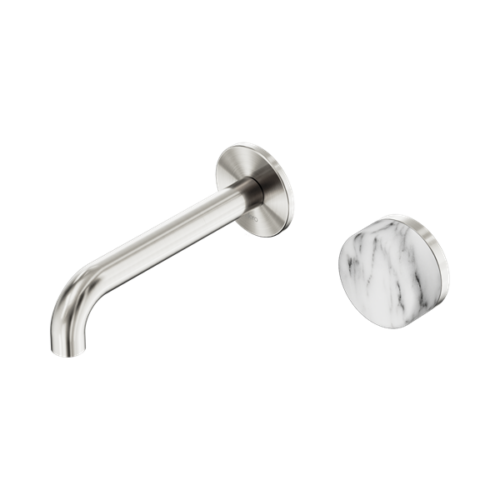 24E064BN-Serenity-Progressive-Wall-Basin-Mixer-160mm-Spout-With-Arabescato-Corchia-Handle-Brushed-Nickel-Thumb.png Nero Serenity Progressive Wall Basin Mixer 160mm Spout With Arabescato Corchia Handle Brushed Nickel - 24E064BN