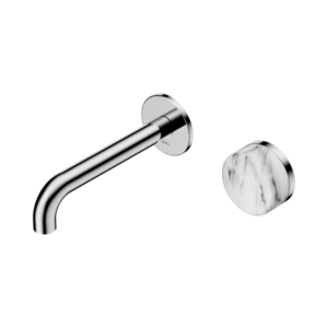 Nero Serenity Progressive Wall Basin Mixer 160mm Spout With Arabescato Corchia Handle Chrome - 24E064CH
