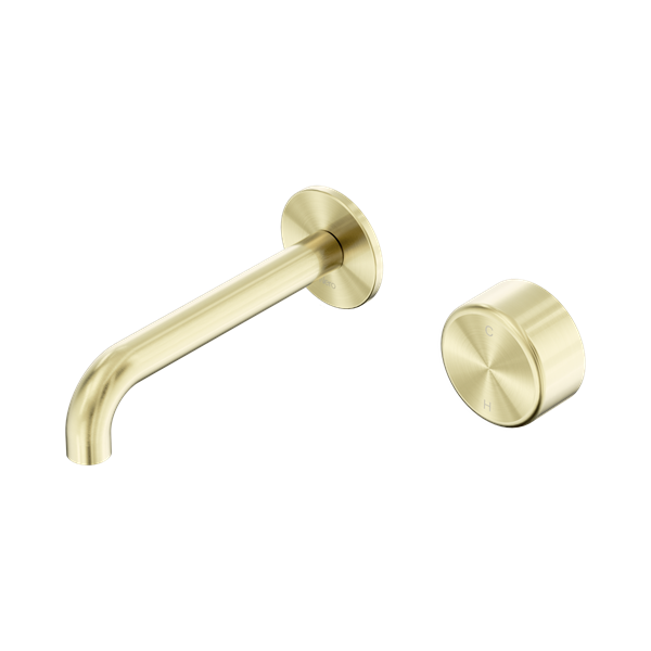 Nero Serenity Progressive Wall Basin Mixer 160mm Spout With Metal Handle Brushed Gold - 24E066BG