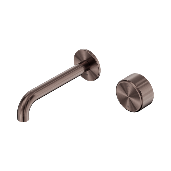 Nero Serenity Progressive Wall Basin Mixer 160mm Spout With Metal Handle Brushed Bronze - 24E066BZ