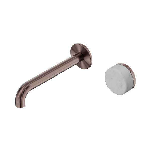 Nero Serenity Progressive Wall Basin Mixer 185mm Spout With Carrara Handle Brushed Bronze - 24E067BZ