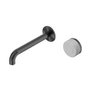 Nero Serenity Progressive Wall Basin Mixer 185mm Spout With Carrara Handle Gun Metal - 24E067GM