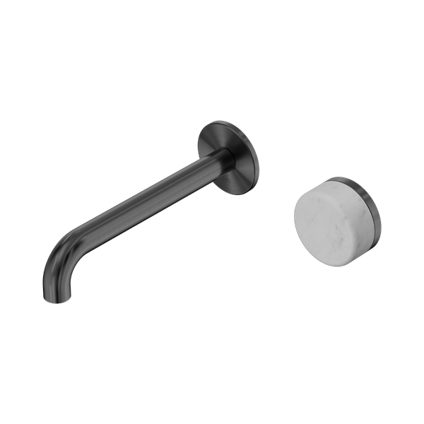 Nero Serenity Progressive Wall Basin Mixer 185mm Spout With Carrara Handle Gun Metal - 24E067GM