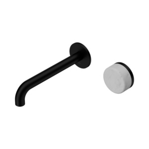 Nero Serenity Progressive Wall Basin Mixer 185mm Spout With Carrara Handle Matte Black - 24E067MB