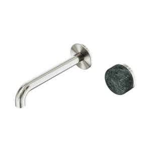 Nero Serenity Progressive Wall Basin Mixer 185mm Spout With Verde Alpi Handle Brushed Nickel - 24E068BN