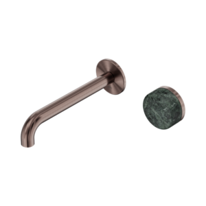 Nero Serenity Progressive Wall Basin Mixer 185mm Spout With Verde Alpi Handle Brushed Bronze - 24E068BZ