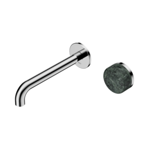 Nero Serenity Progressive Wall Basin Mixer 185mm Spout With Verde Alpi Handle Chrome - 24E068CH