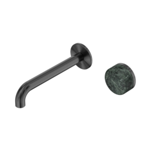 Nero Serenity Progressive Wall Basin Mixer 185mm Spout With Verde Alpi Handle Gun Metal - 24E068GM