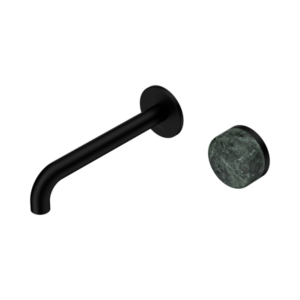 Nero Serenity Progressive Wall Basin Mixer 185mm Spout With Verde Alpi Handle Matte Black - 24E068MB