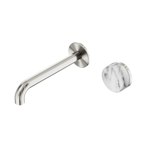 24E070BN-Serenity-Progressive-Wall-Basin-Mixer-185mm-Spout-With-Arabescato-Corchia-Handle-Brushed-Nickel-Thumb.png Nero Serenity Progressive Wall Basin Mixer 185mm Spout With Arabescato Corchia Handle Brushed Nickel - 24E070BN