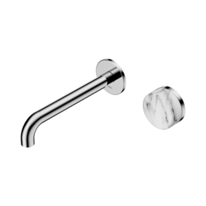 Nero Serenity Progressive Wall Basin Mixer 185mm Spout With Arabescato Corchia Handle Chrome - 24E070CH