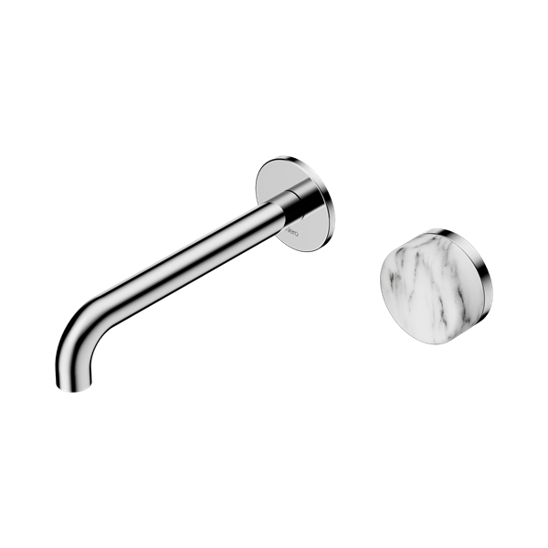 Nero Serenity Progressive Wall Basin Mixer 185mm Spout With Arabescato Corchia Handle Chrome - 24E070CH