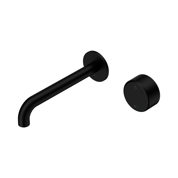 Nero Serenity Progressive Wall Basin Mixer 185mm Spout With Metal Handle Matte Black - 24E072MB