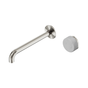 Nero Serenity Progressive Wall Basin Mixer 220mm Spout With Carrara Handle Brushed Nickel - 24E073BN