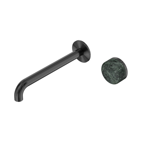 Nero Serenity Progressive Wall Basin Mixer 220mm Spout With Verde Alpi Handle Gun Metal - 24E074GM