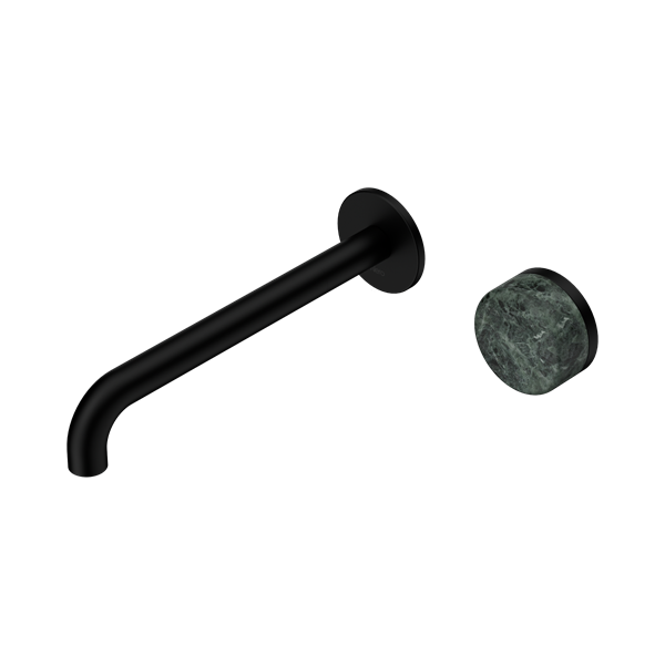 Nero Serenity Progressive Wall Basin Mixer 220mm Spout With Verde Alpi Handle Matte Black - 24E074MB