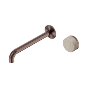 Nero Serenity Progressive Wall Basin Mixer 220mm Spout With Rome Travertine Handle Brushed Bronze - 24E075BZ