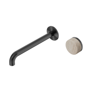 Nero Serenity Progressive Wall Basin Mixer 220mm Spout With Rome Travertine Handle Gun Metal - 24E075GM
