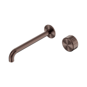 Nero Serenity Progressive Wall Basin Mixer 220mm Spout With Metal Handle Brushed Bronze - 24E078BZ