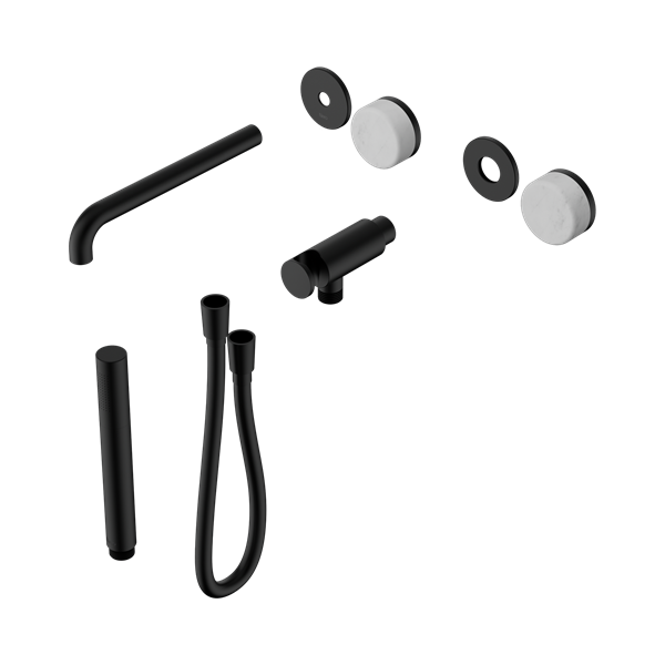Nero Serenity Progressive Shower System With Spout With Carrara Handle And Slim Shower Trim Kit Only Matte Black - 24E079MB
