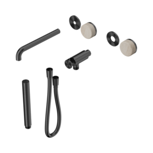 Nero Serenity Progressive Shower System With Spout With Rome Travertine Handle And Slim Shower Trim Kit Only Gun Metal - 24E081GM