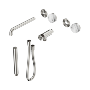 Nero Serenity Progressive Shower System With Spout With Arabescato Corchia Handle And Slim Shower Trim Kit Only Brushed Nickel - 24E082BN