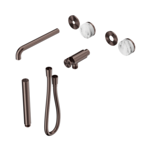 Nero Serenity Progressive Shower System With Spout With Arabescato Corchia Handle And Slim Shower Trim Kit Only Brushed Bronze - 24E082BZ