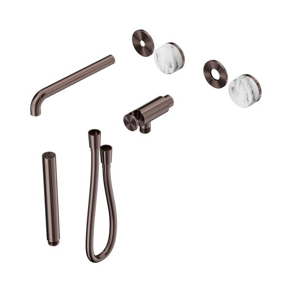 Nero Serenity Progressive Shower System With Spout With Arabescato Corchia Handle And Slim Shower Trim Kit Only Brushed Bronze - 24E082BZ