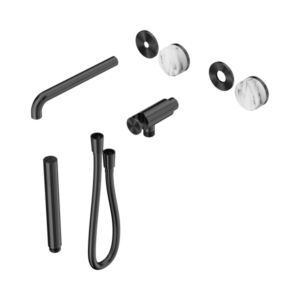 Nero Serenity Progressive Shower System With Spout With Arabescato Corchia Handle And Slim Shower Trim Kit Only Gun Metal - 24E082GM