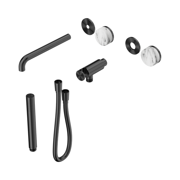 Nero Serenity Progressive Shower System With Spout With Arabescato Corchia Handle And Slim Shower Trim Kit Only Gun Metal - 24E082GM
