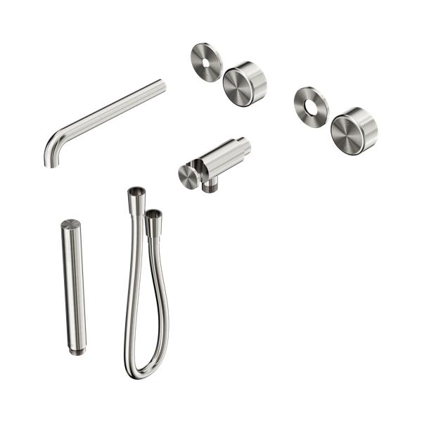Nero Serenity Progressive Shower System With Spout With Metal Handle And Slim Shower Trim Kit Only Brushed Nickel - 24E084BN
