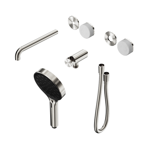 Nero Serenity Progressive Shower System With Spout With Carrara Handle And Serenity Hand Shower Trim Kit Only Brushed Nickel - 24E085BN
