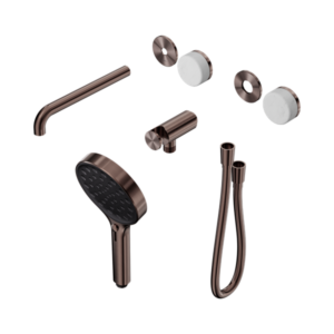 Nero Serenity Progressive Shower System With Spout With Carrara Handle And Serenity Hand Shower Trim Kit Only Brushed Bronze - 24E085BZ