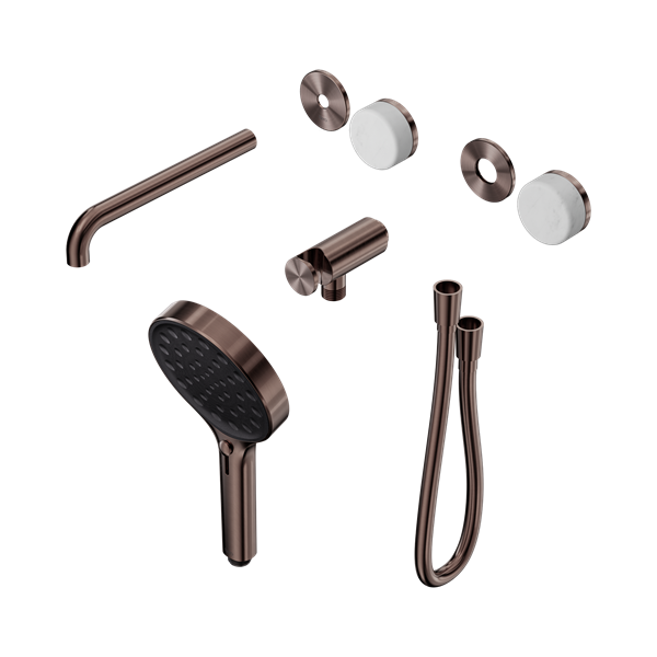 Nero Serenity Progressive Shower System With Spout With Carrara Handle And Serenity Hand Shower Trim Kit Only Brushed Bronze - 24E085BZ