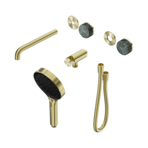 Nero Serenity Progressive Shower System With Spout With Verde Alpi Handle And Serenity Hand Shower Trim Kit Only Brushed Gold - 24E086BG