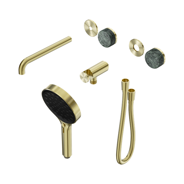 Nero Serenity Progressive Shower System With Spout With Verde Alpi Handle And Serenity Hand Shower Trim Kit Only Brushed Gold - 24E086BG